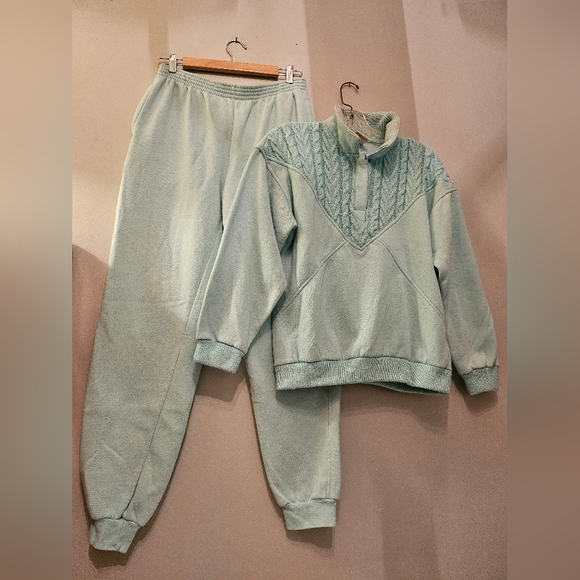Vintage Lady Footlocker Light Turquoise Half Zip Sweater | Size Medium - Picture 9 of 10